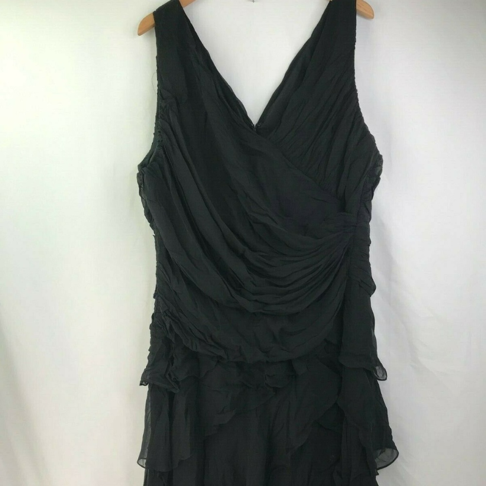 New Tadashi Silk Black Dress Rouched Sleeveless